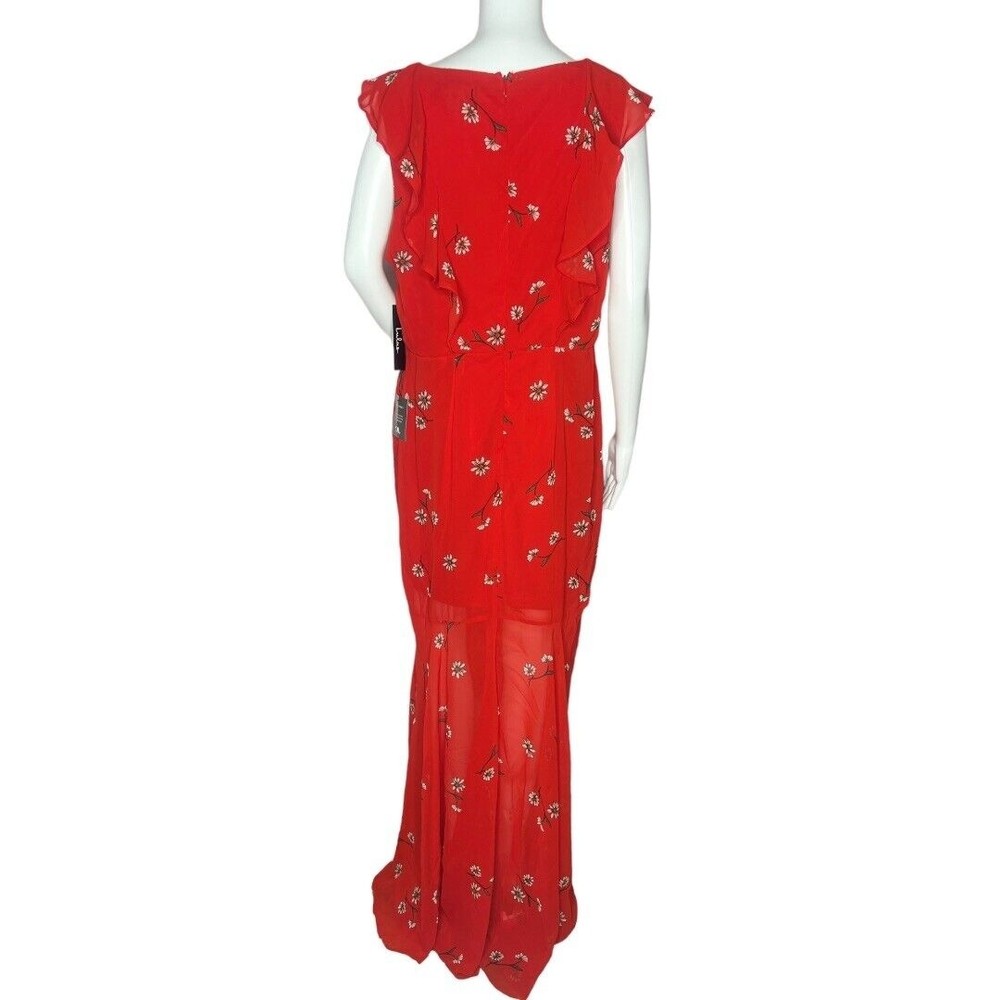 Lulus Women’s Fondest Desires Maxi Dress Red Floral Print Ruffled Size XL - Picture 4 of 10